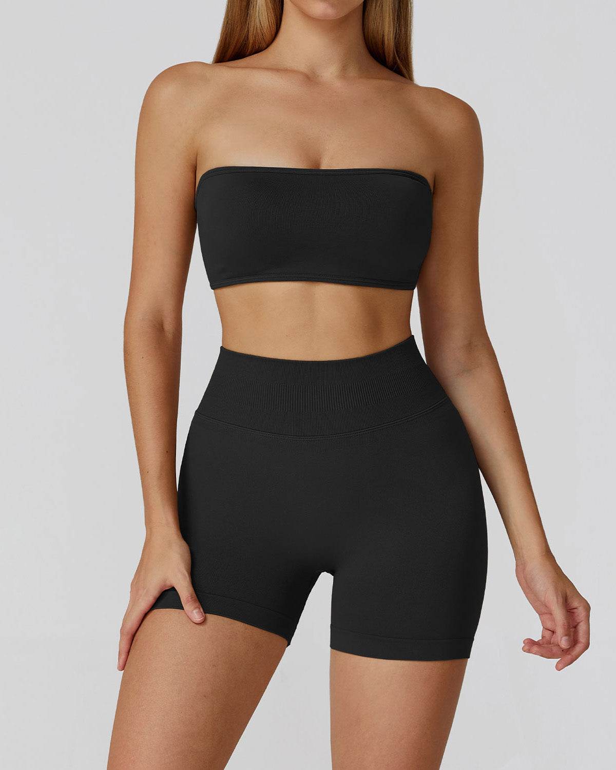 Athletic Wear with Strapless Tube Top and Short