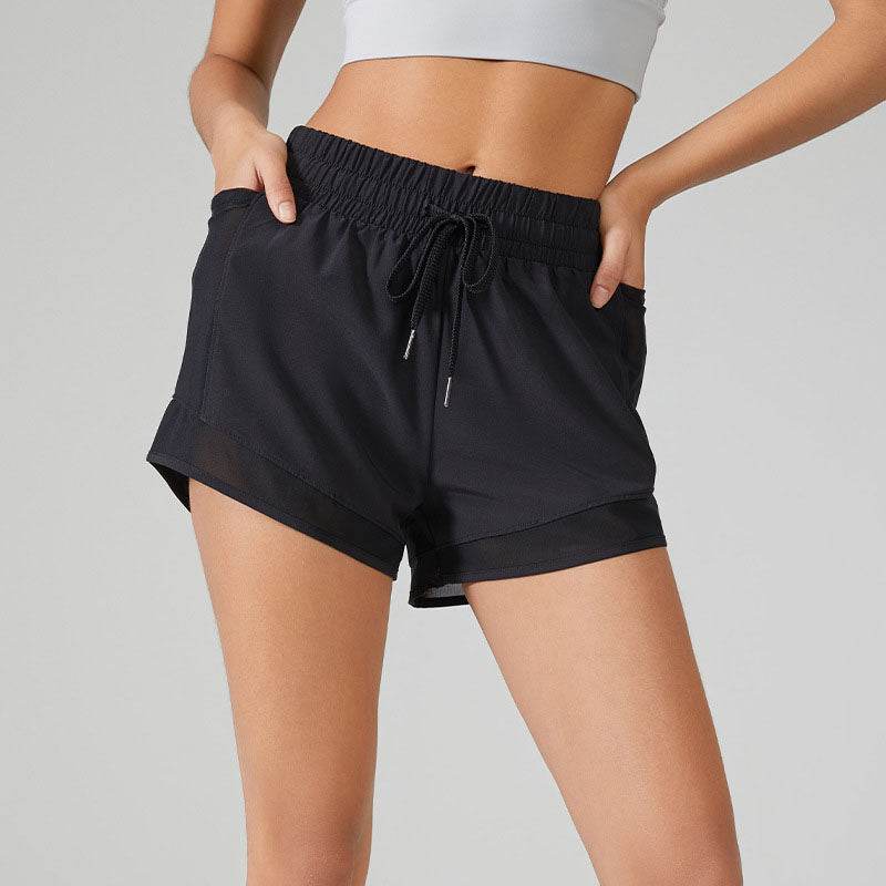 Mesh Patchwork Sports Shorts with Lined Pockets