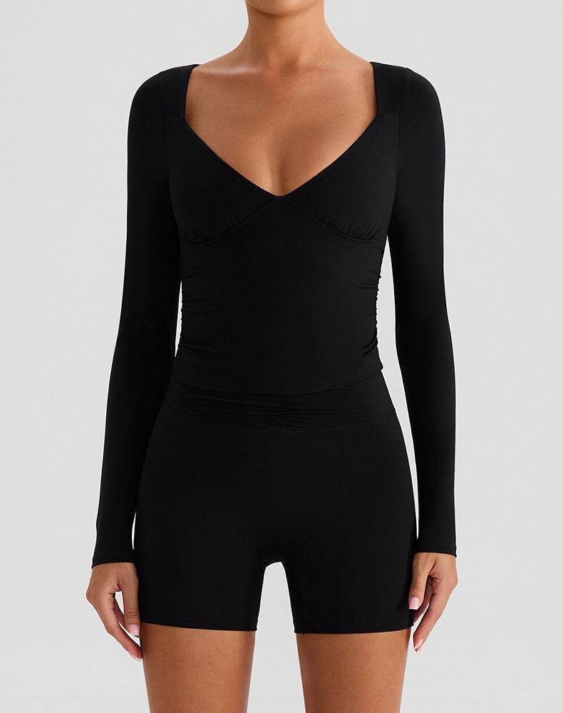 Long Sleeve Slim Fit Tops Fall T-Shirt with Thumb Holes