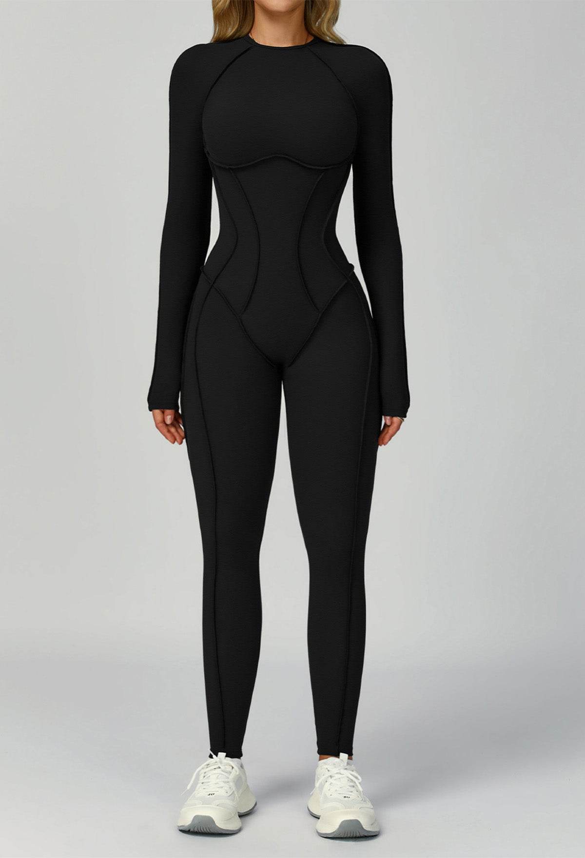 Long Sleeve Backless Yoga One Piece Jumpsuits
