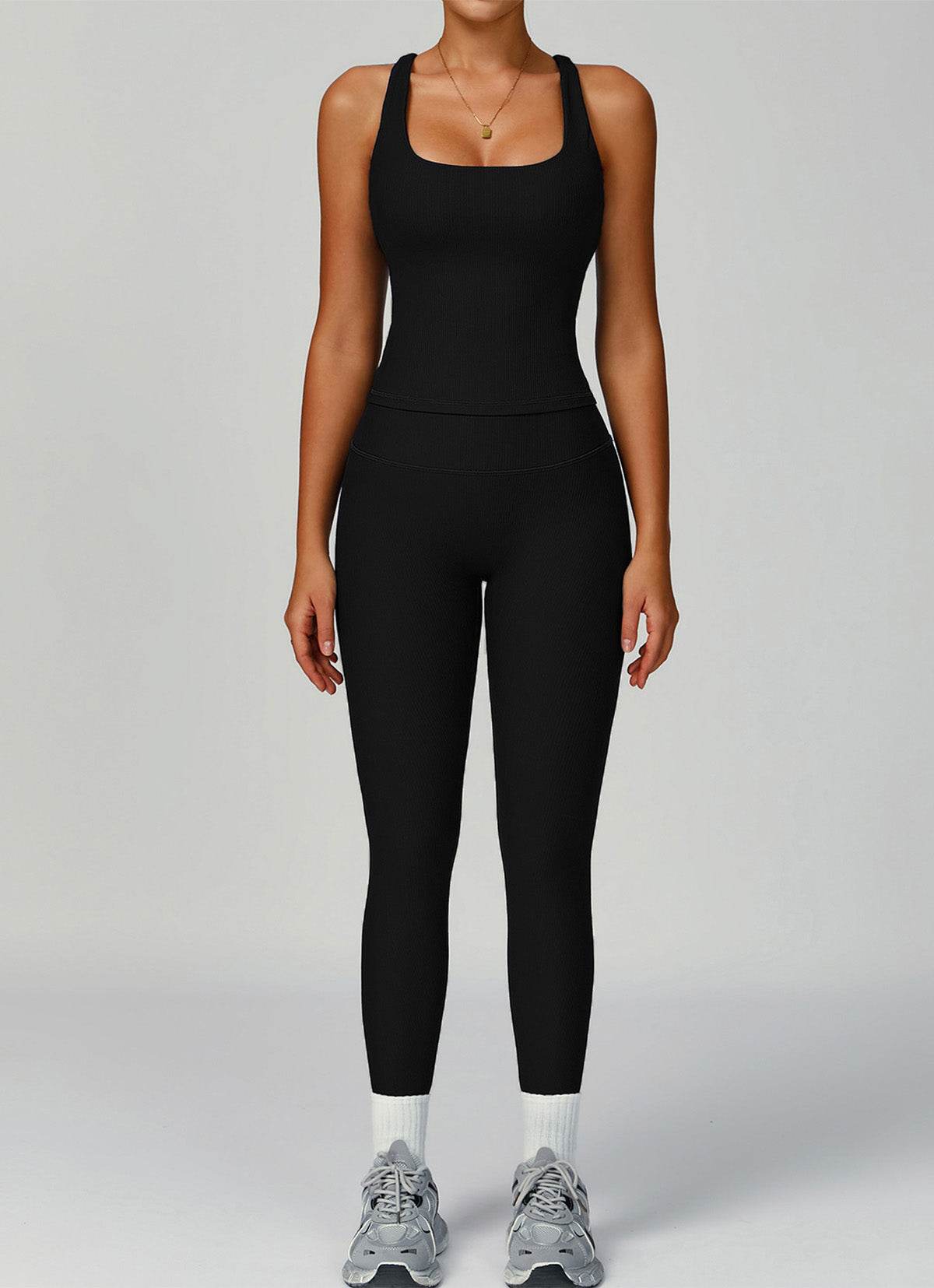 Ribbed Activewear Set with Sports Tank Top and Legging