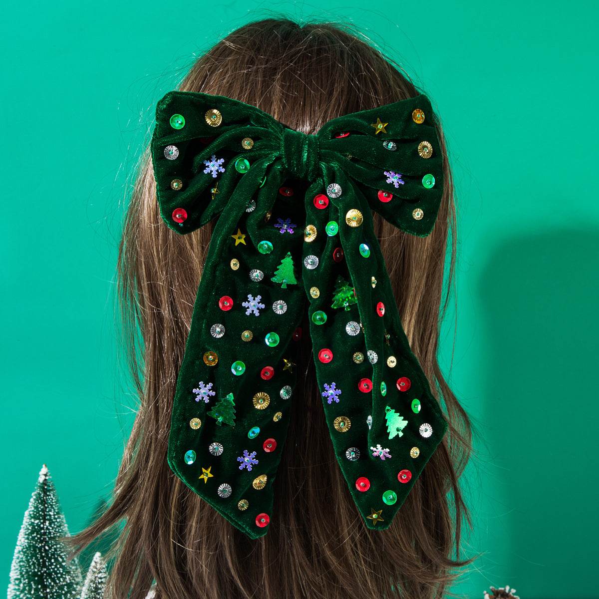 Large Glitter Velvet Christmas Hair Bow Clips