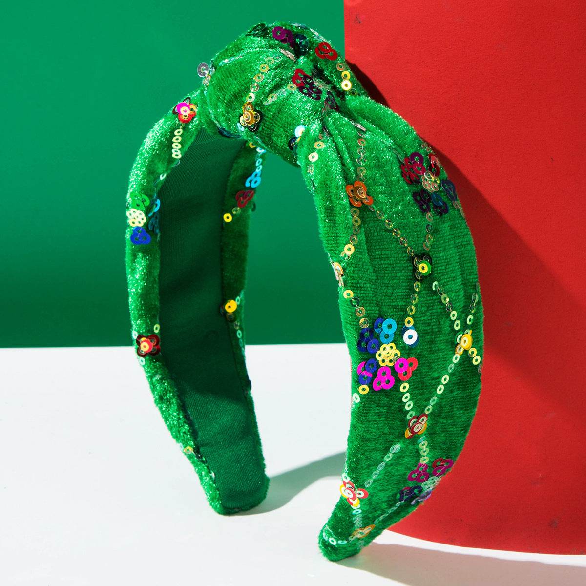 Christmas Sequin Knotted Headbands Wide Top Knot Hairband