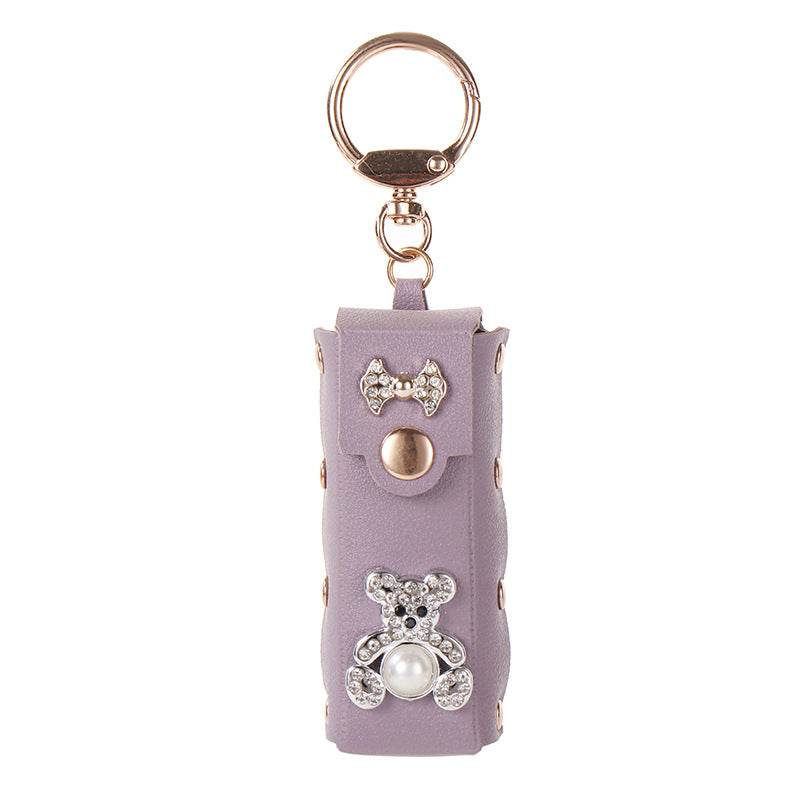 Mini PU Leather Lipstick Bag Keychain Lipstick Case Bag