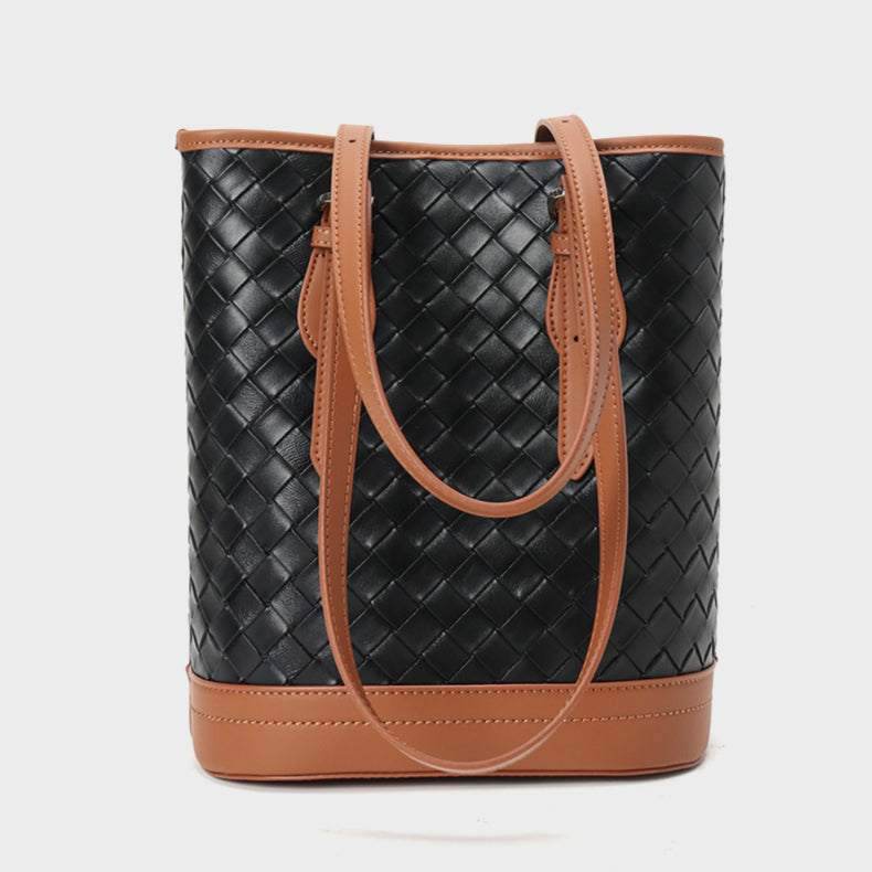 Leather Shoulder Bag Handheld Bucket Bag