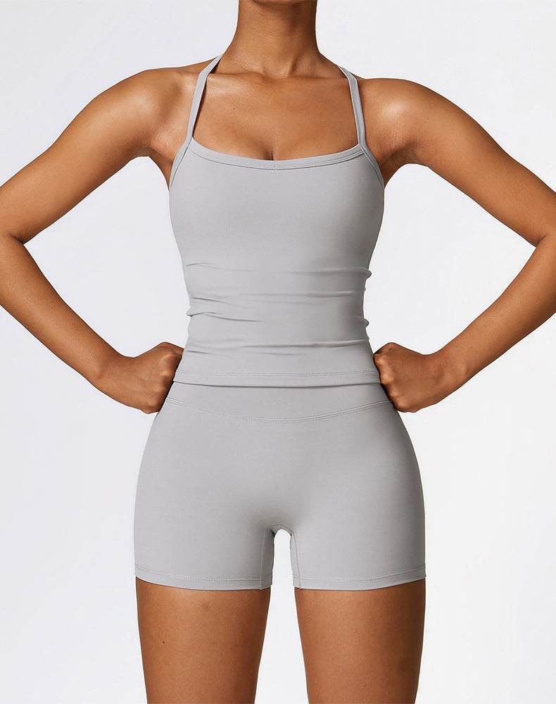 Athletic Wear with Criss Cross Back Tank Top and Short