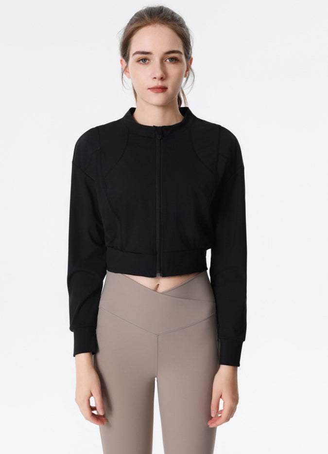Ribbed Crop Workout Jacket