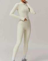 Solid Yoga Set With Sports Jacket and Legging