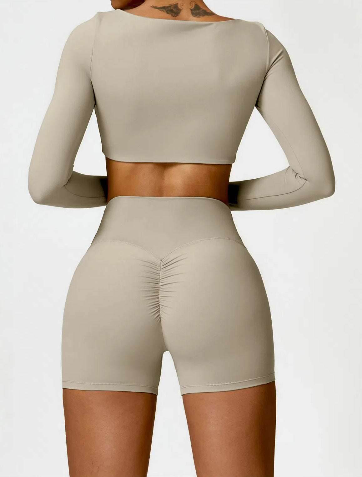 2 Piece Workout Set With Crop Top and Shorts