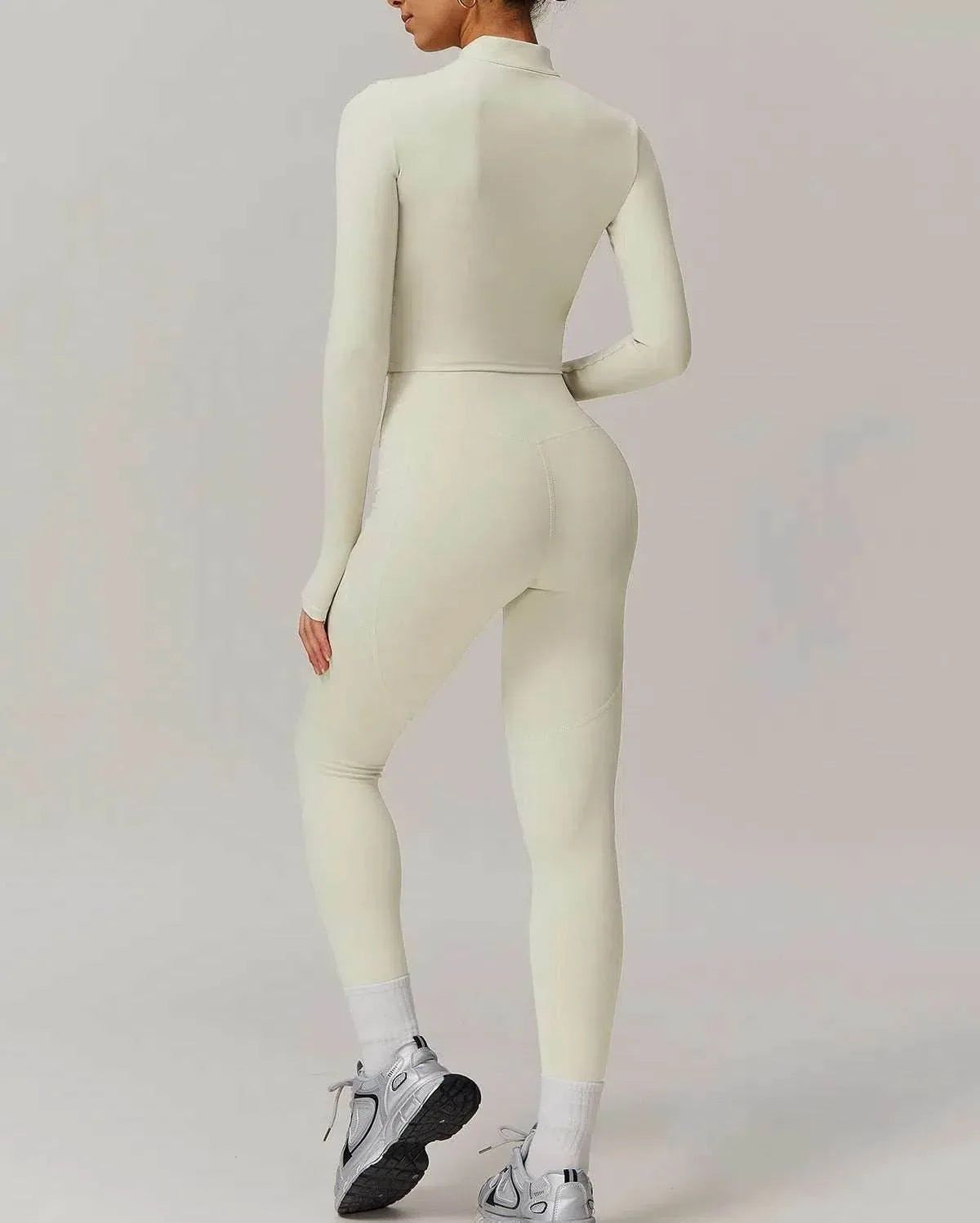 Solid Yoga Set With Sports Jacket and Legging -