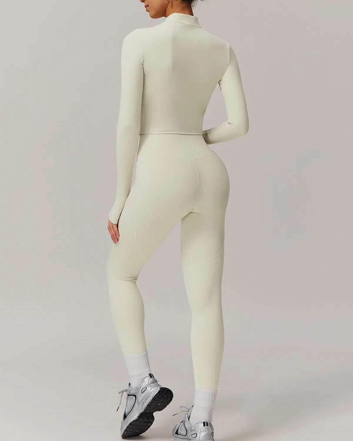 Solid Yoga Set With Sports Jacket and Legging