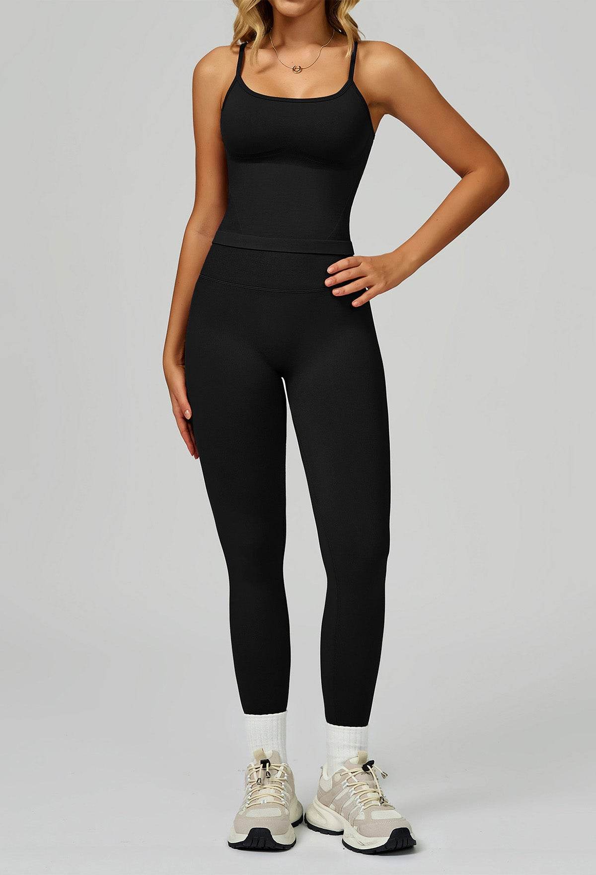 Sport Set with Color Block Tank Top and Legging