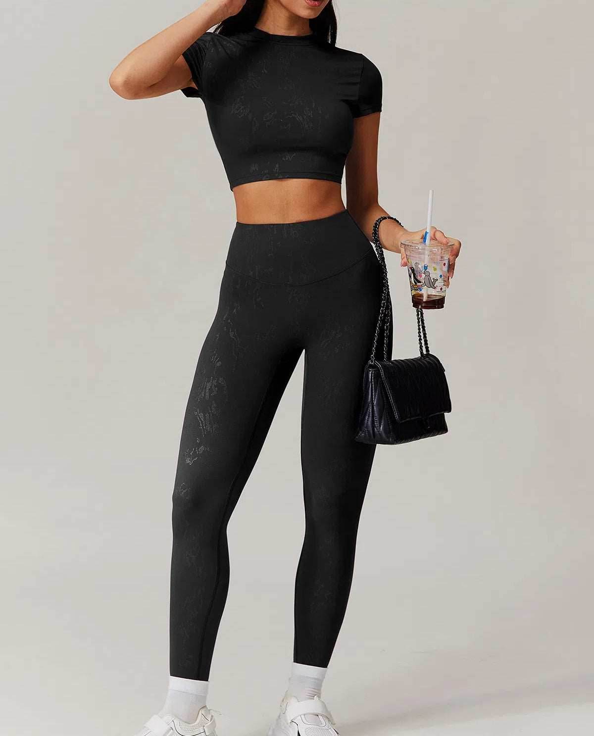 Sports Set with Short Sleeve T-Shirt and Leggings
