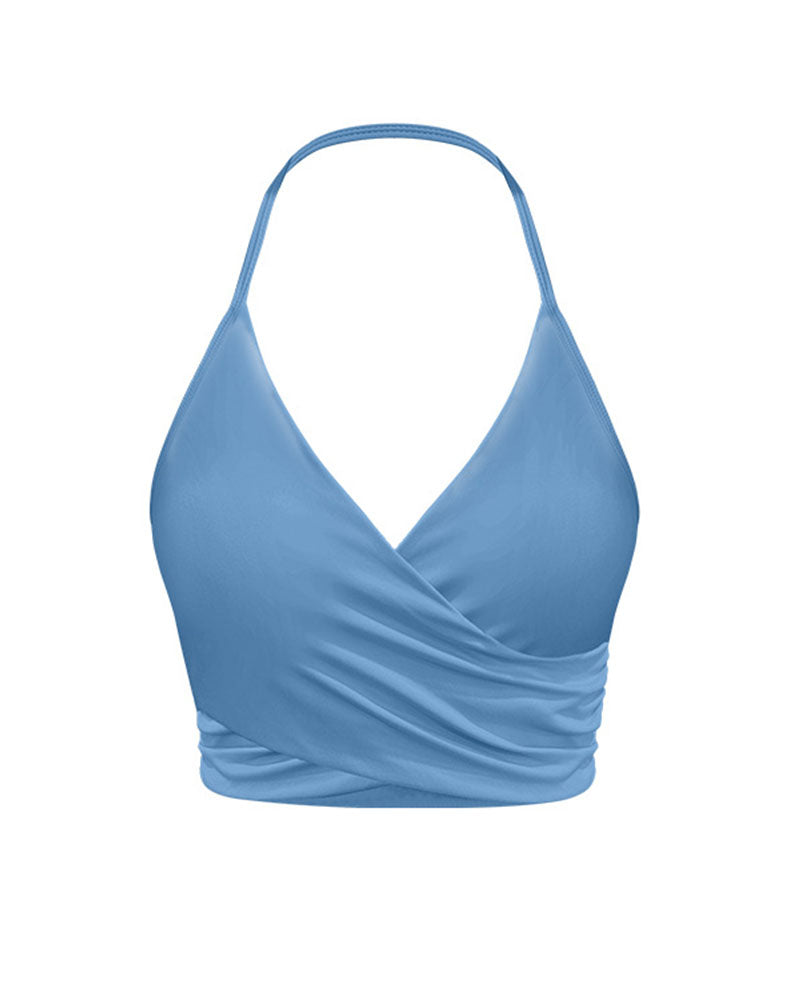Halter Sports Tank Crop Tops with Removable Bra Pad