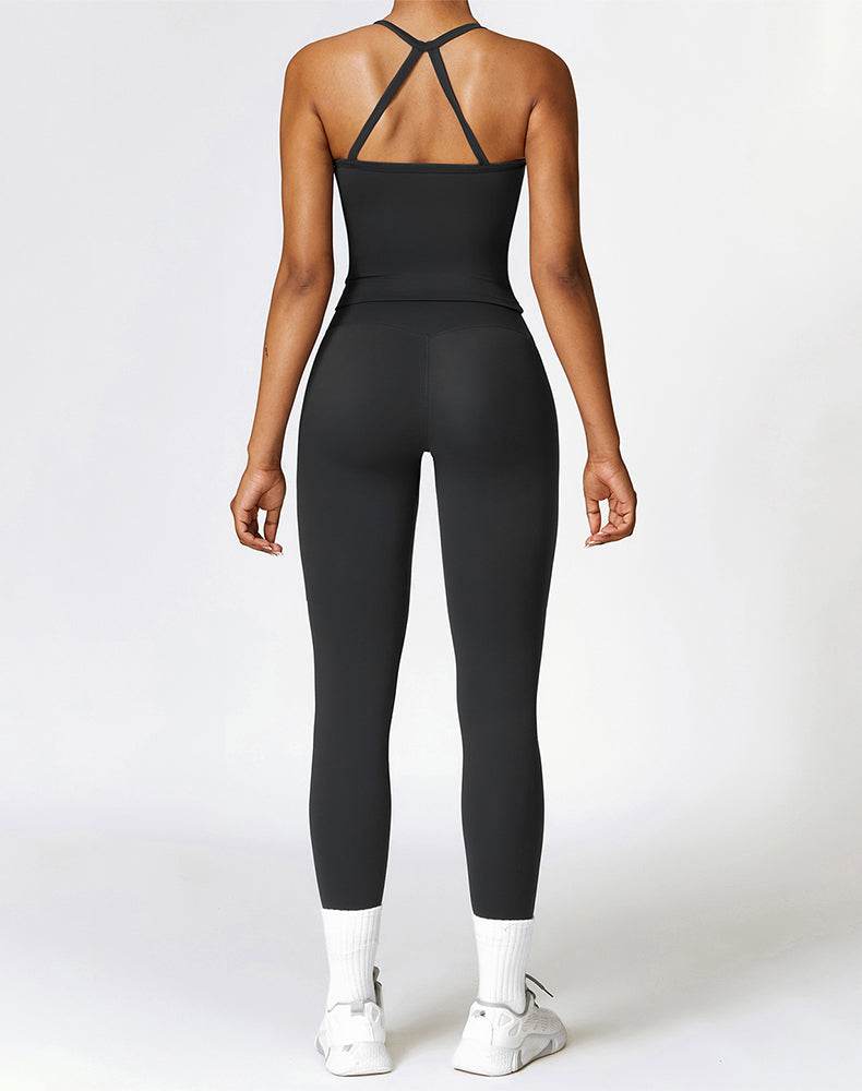 Athletic Wear with Criss Cross Back Tank Top and Legging