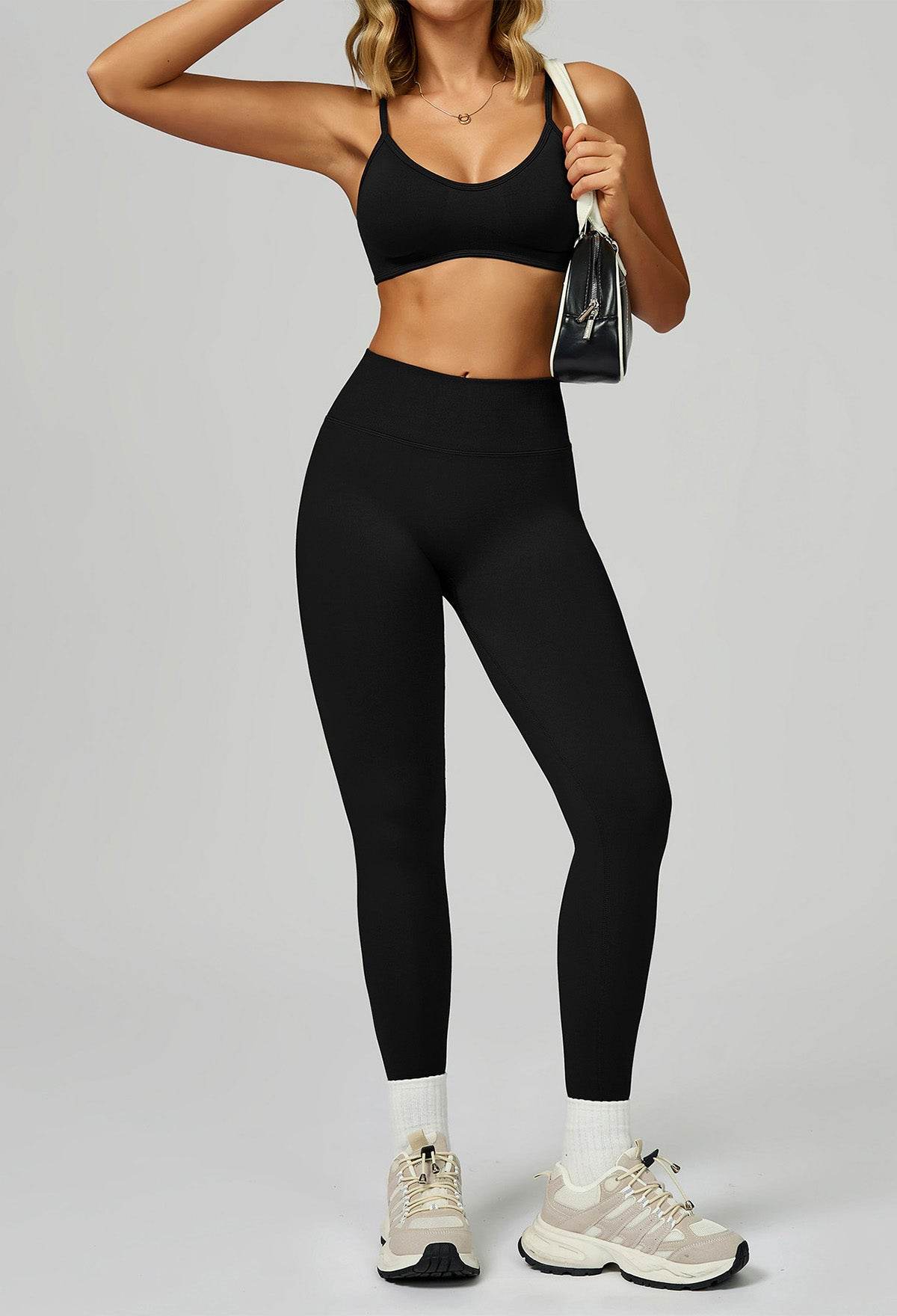 Sport Set with Color Block Sports Bras and Legging -