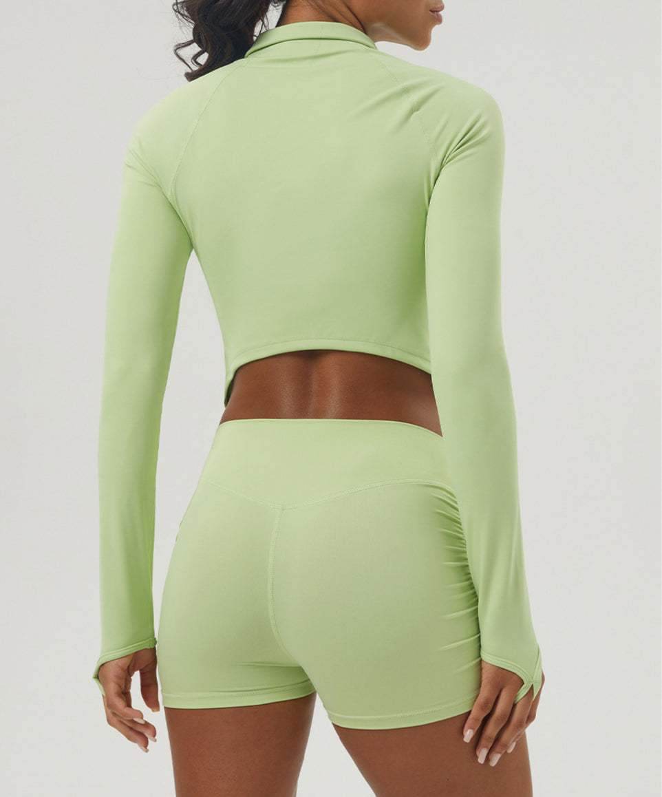 Long Sleeve Zip Up Cropped Sports Jacket