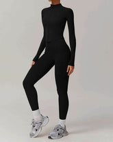Solid Yoga Set With Sports Jacket and Legging
