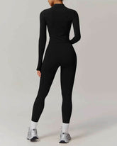 Solid Yoga Set With Sports Jacket and Legging
