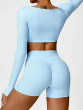 2 Piece Workout Set With Crop Top and Shorts