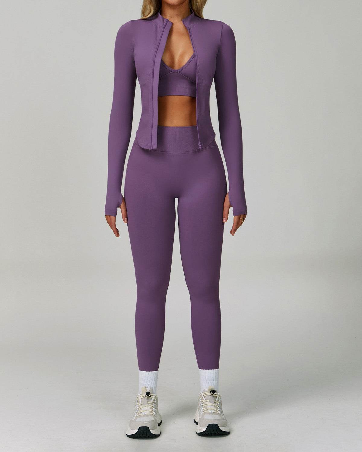 3 Pieces Activewear Set with Bra, Jacket and Legging