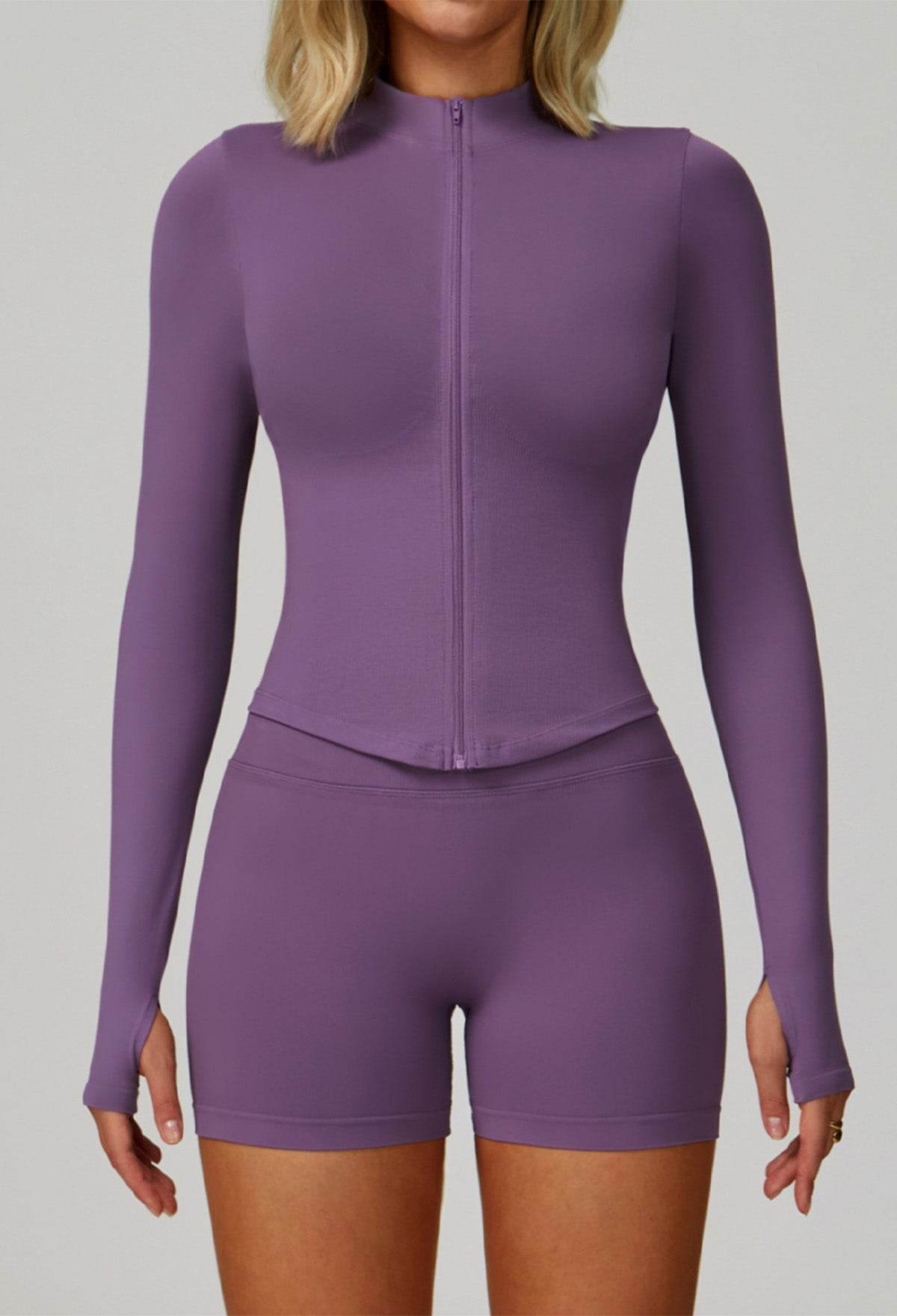 Activewear Set with Full Zip Jacket and Short