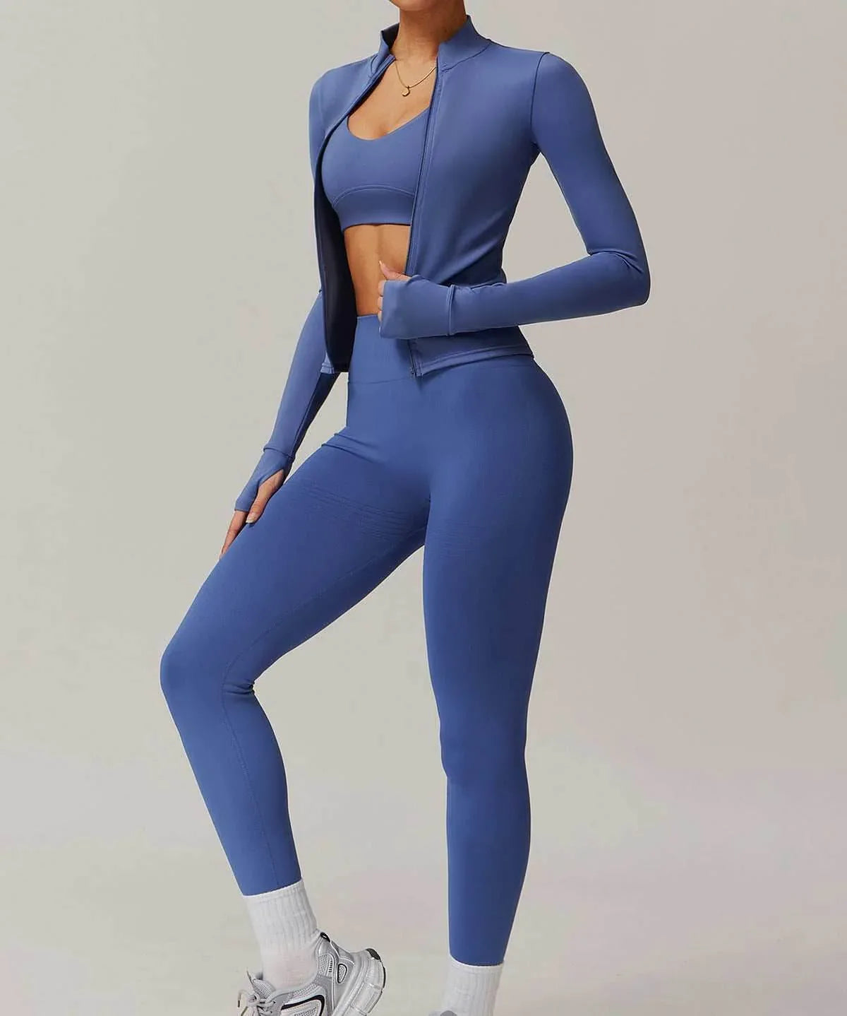 Activewear Set With Sports Jacket and Leggings - Glaze Purple
