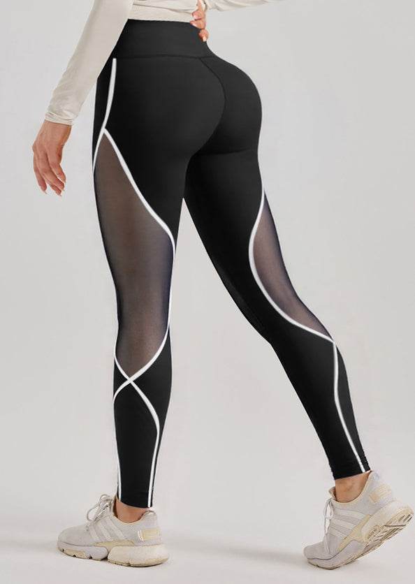 High Waist Color Block Mesh Yoga Legging