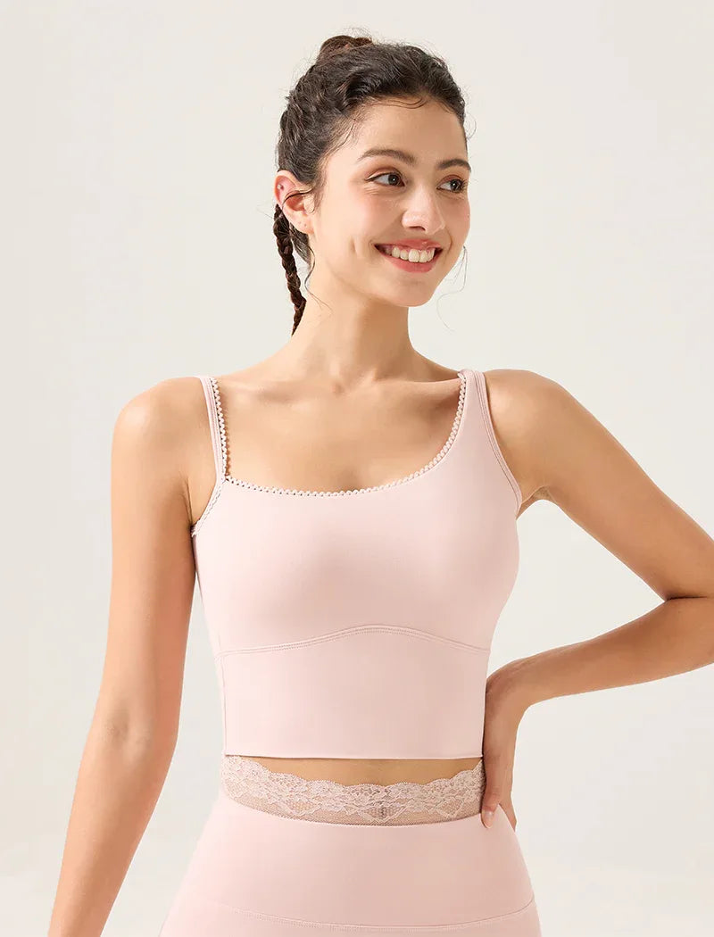 Lace Trim Tank Tops Asymmetrical Shoulder Straps Camisole -