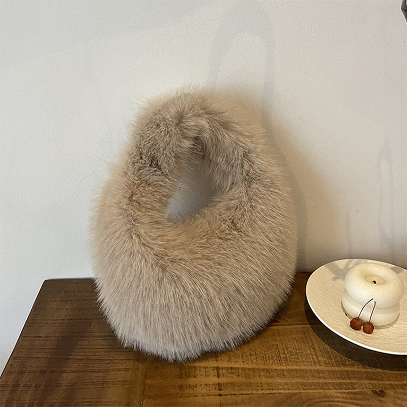 Winter Fluffy Faux Fur Tote Handbag Soft Fuzzy Purse Bag