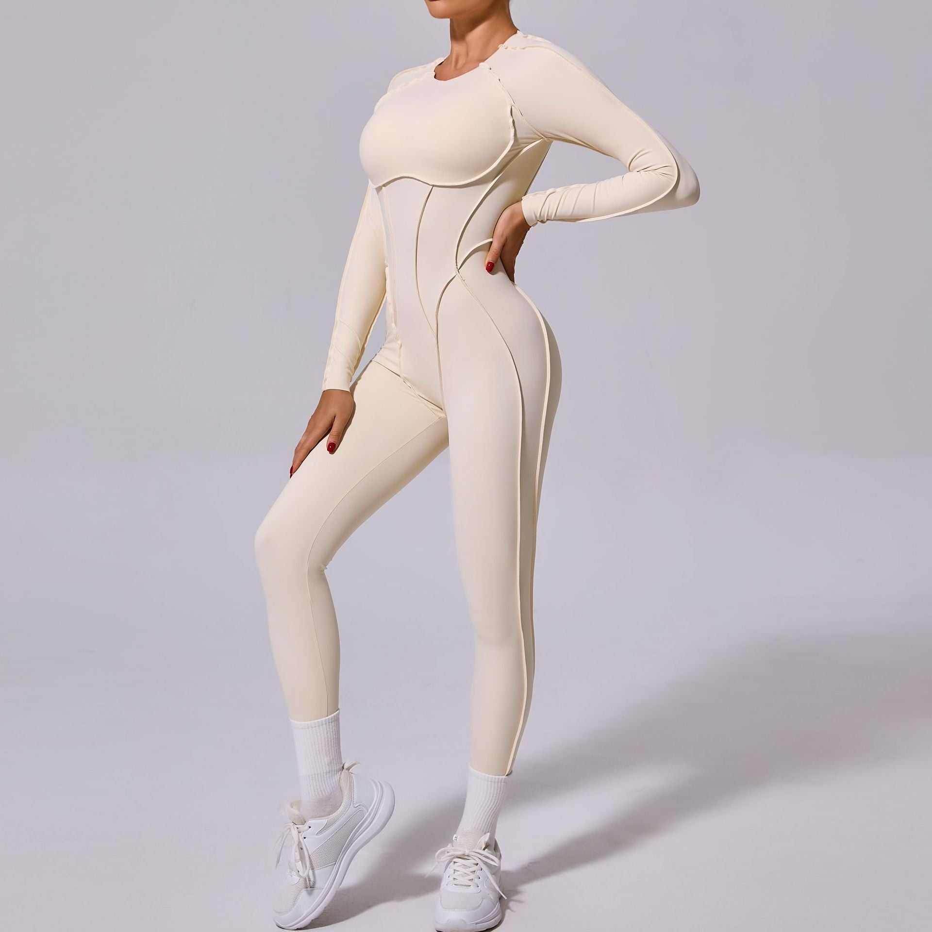 Long Sleeve Backless Yoga Jumpsuits -