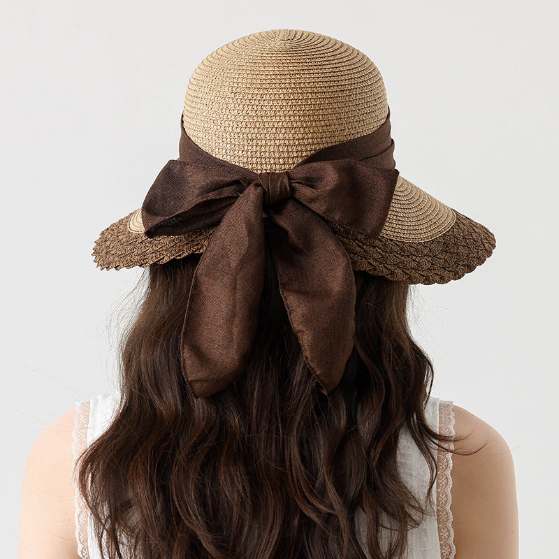Summer Beach Straw Peach Shaped Hat with Bow