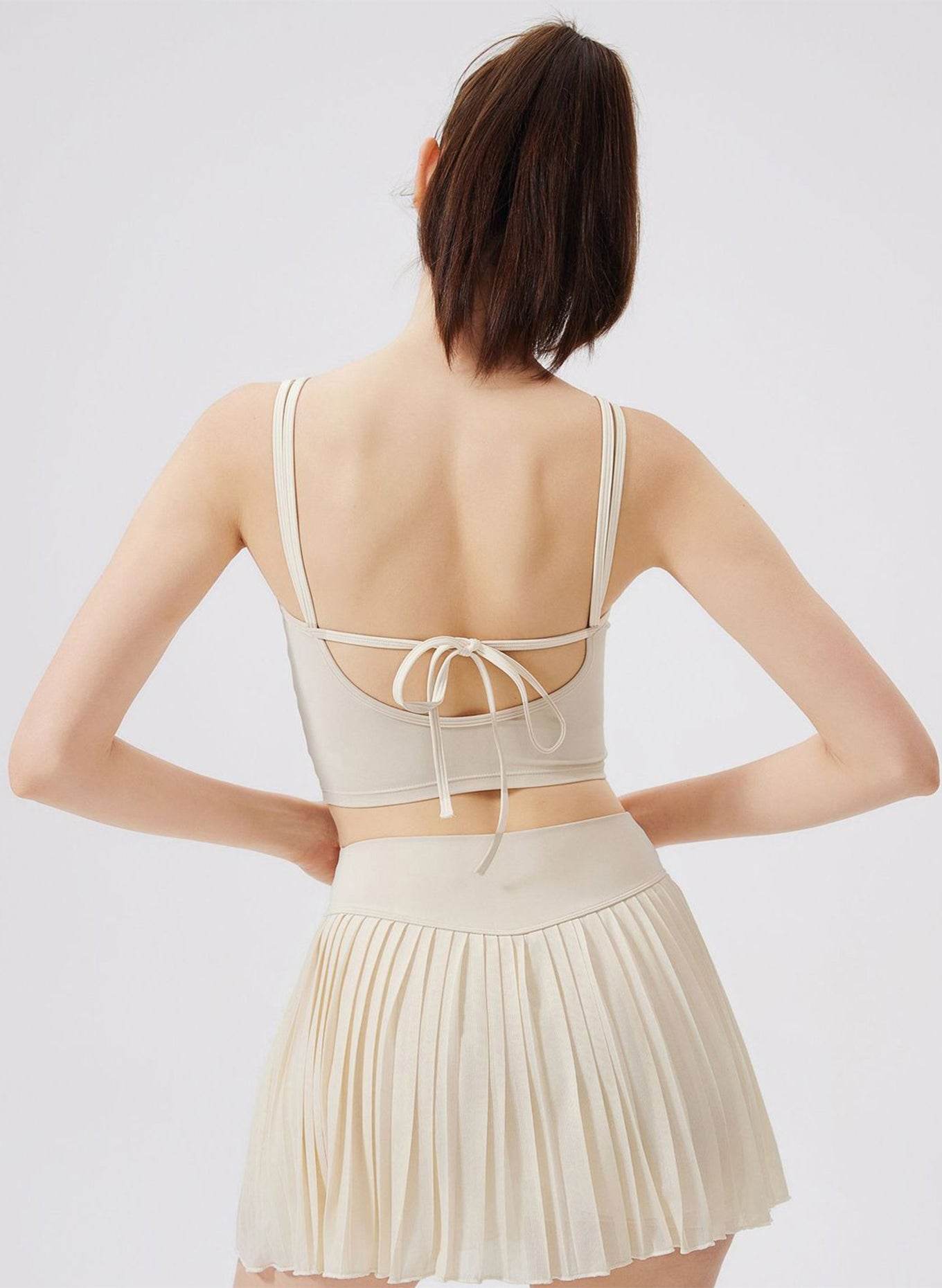 Double Strap Back Butterfly Lace Up Tank Tops with Chest Pad