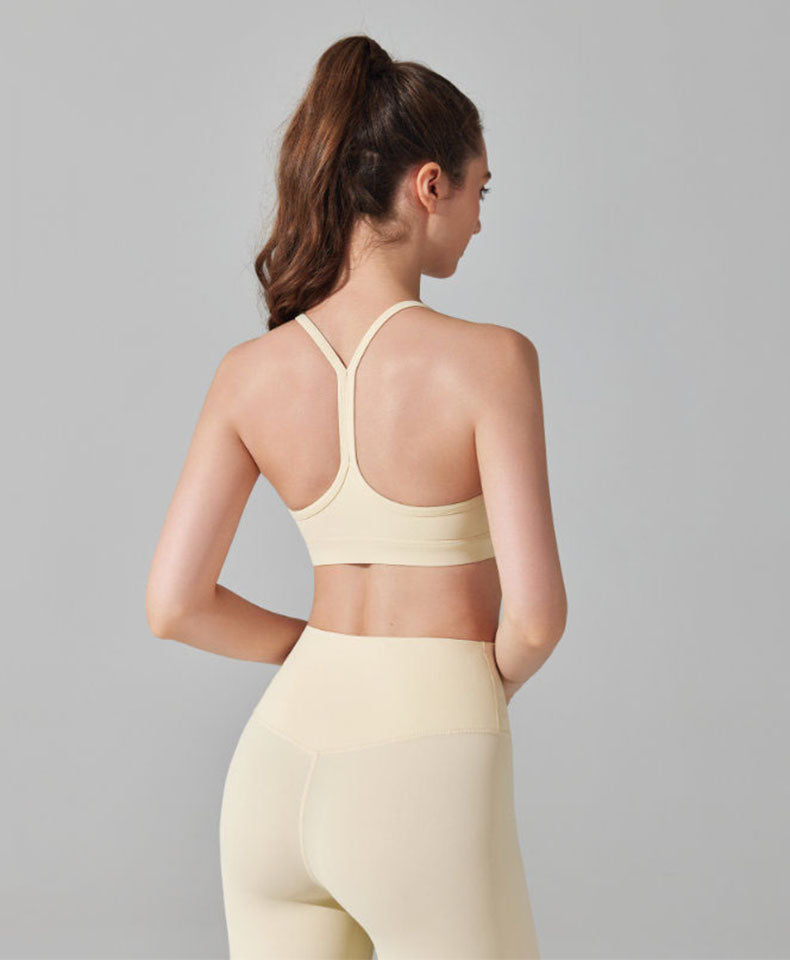 Y Back Spaghetti Straps Sports Bra