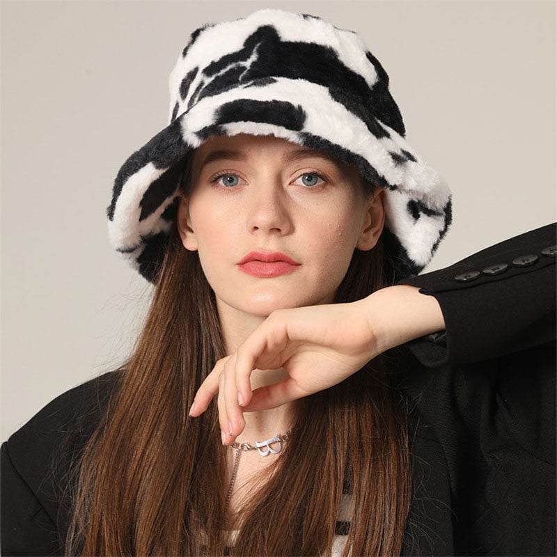 Winter Fuzzy Bucket Hat Lambswool Warm Fisherman Cap