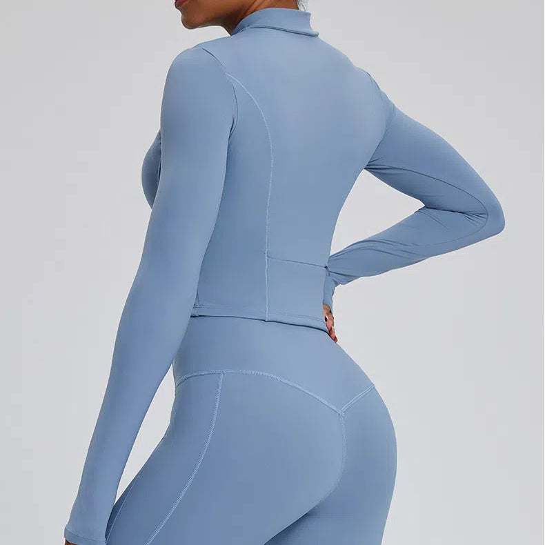 Long Sleeve Half Zip Yoga Jacket with Pocket | Stylish & Functional