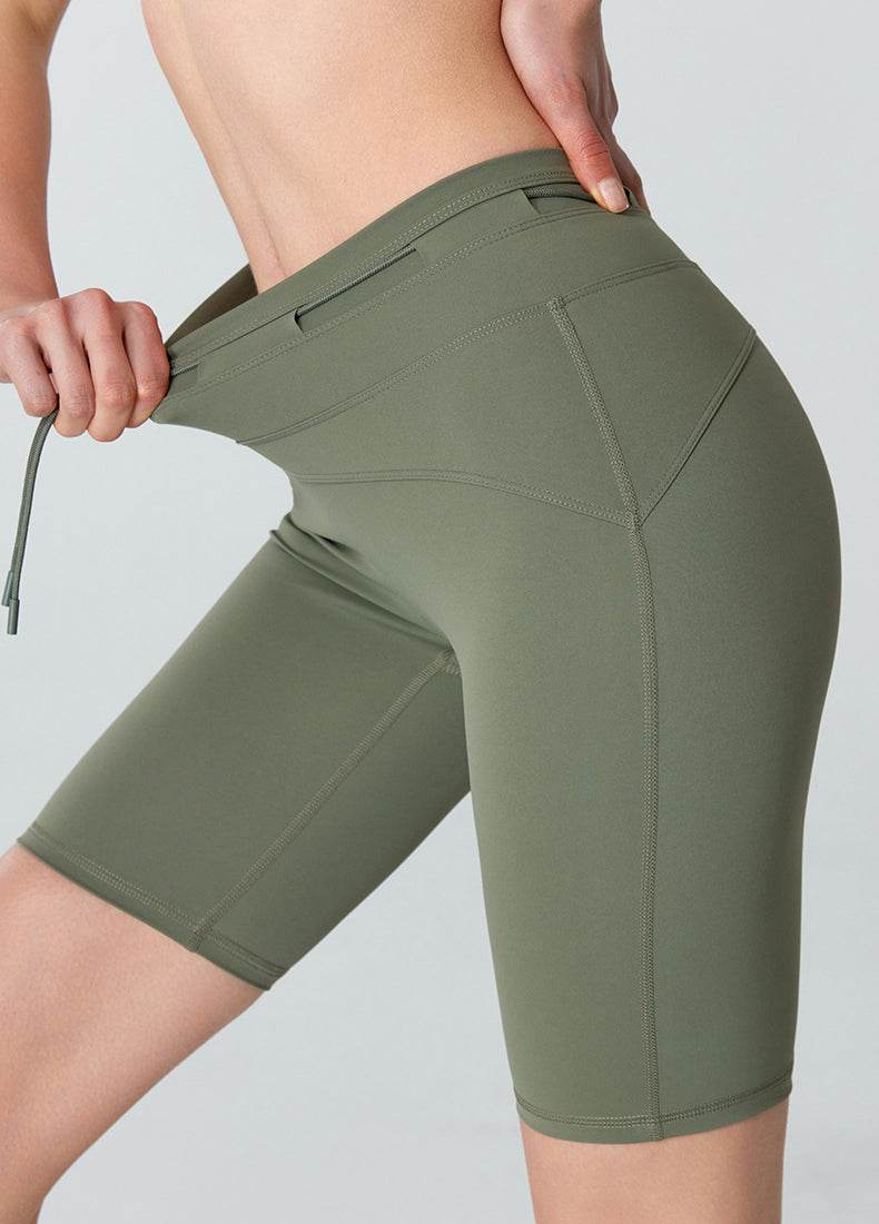 High Waisted Tummy Control Biker Shorts with Adjustable Waist