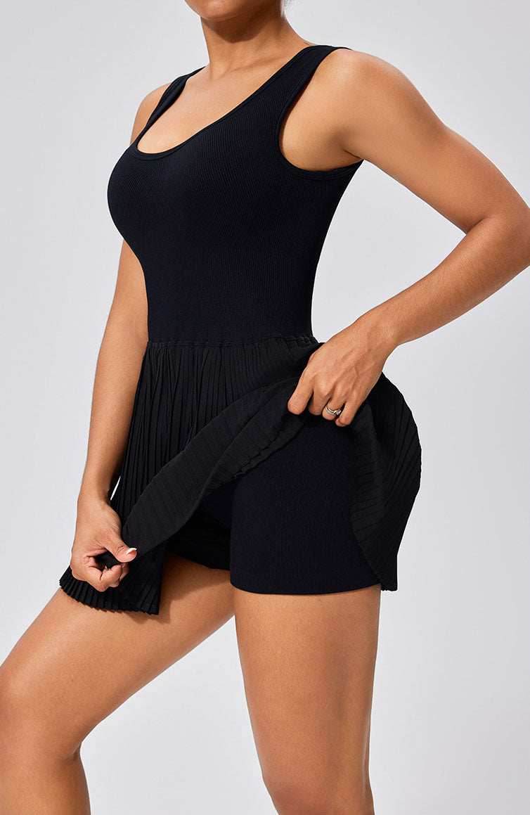 One Piece Backless Tennis Dress With Inside Shorts