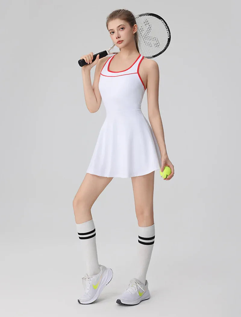 Racerback Tennis Dress with Short Contrast Colors Golf Dress -