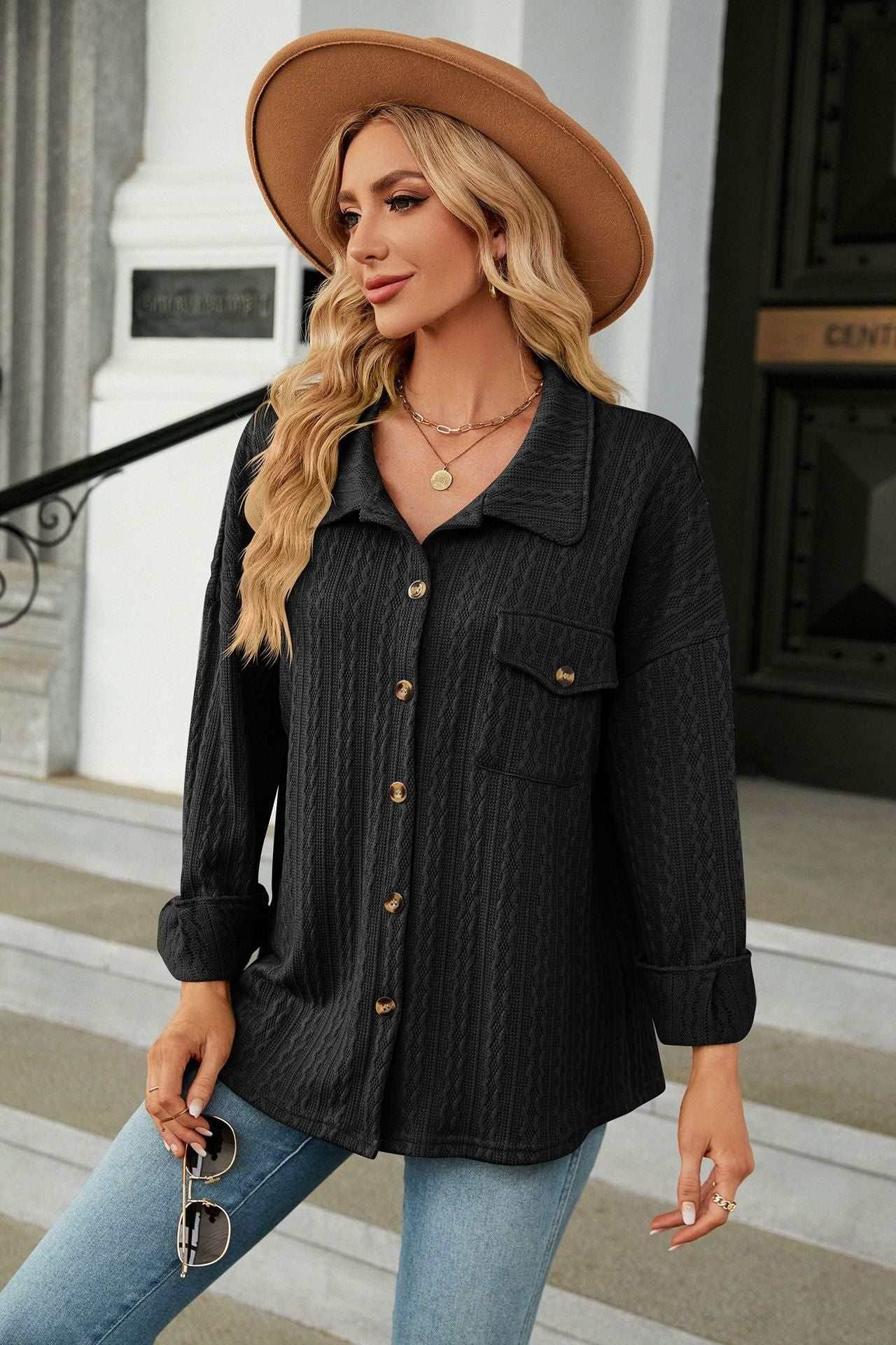 Casual Long Sleeve Button Down Shirt Coat
