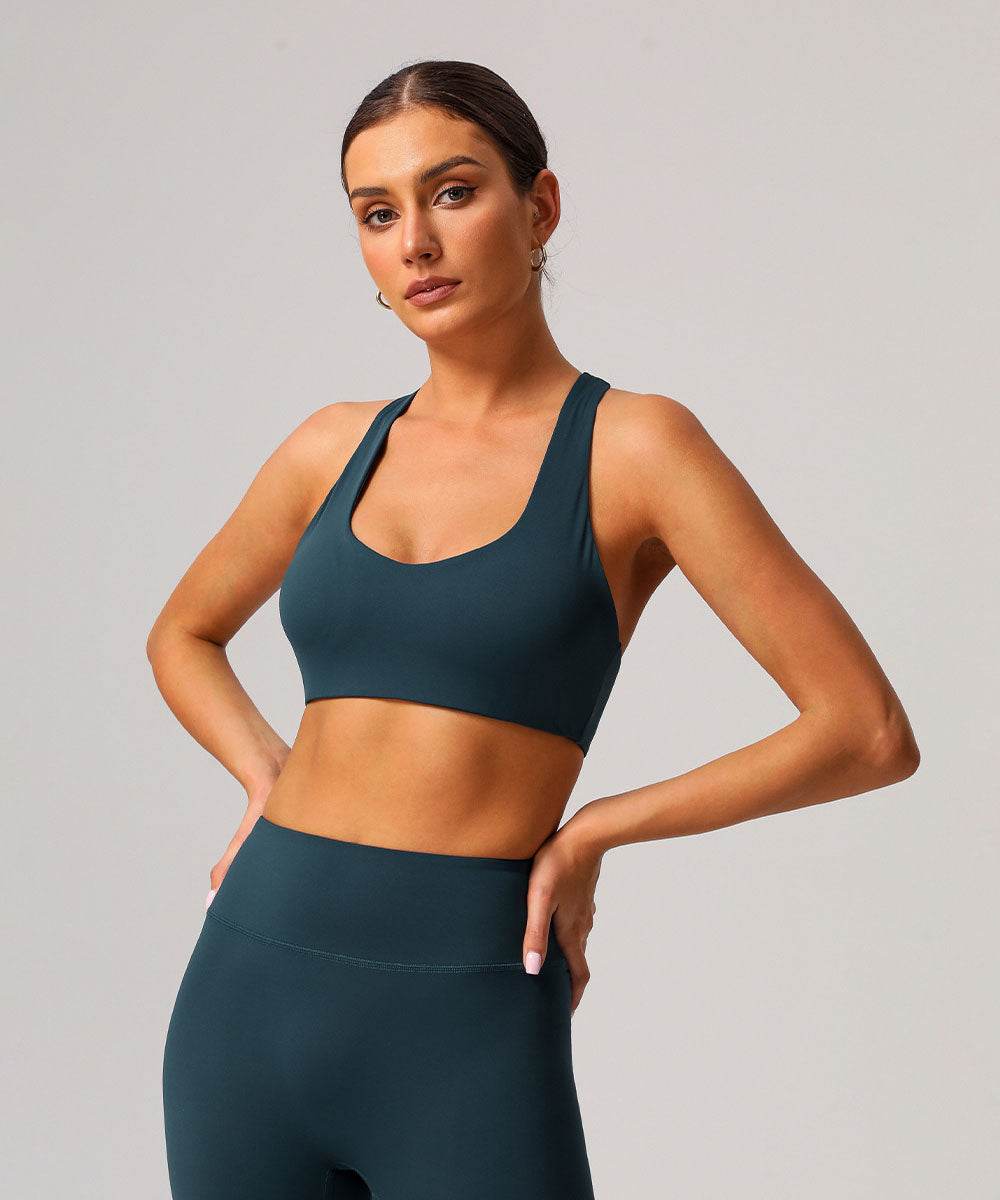 Racerback Sport Bra Tops with Built in Chest Pads