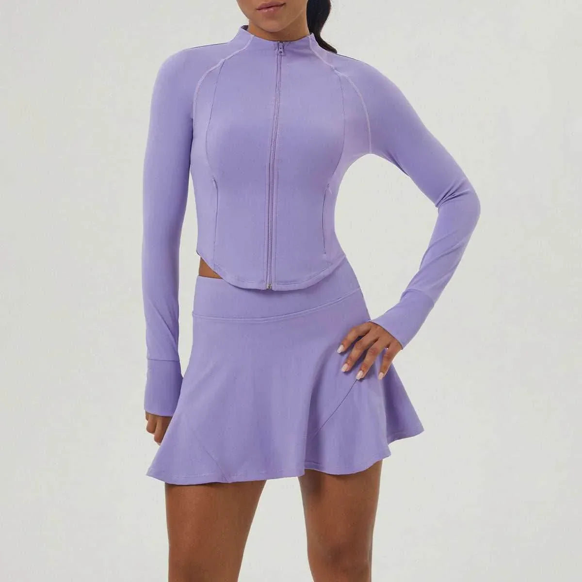 Sports Tennis Dress Set With Jacket and Skirt -