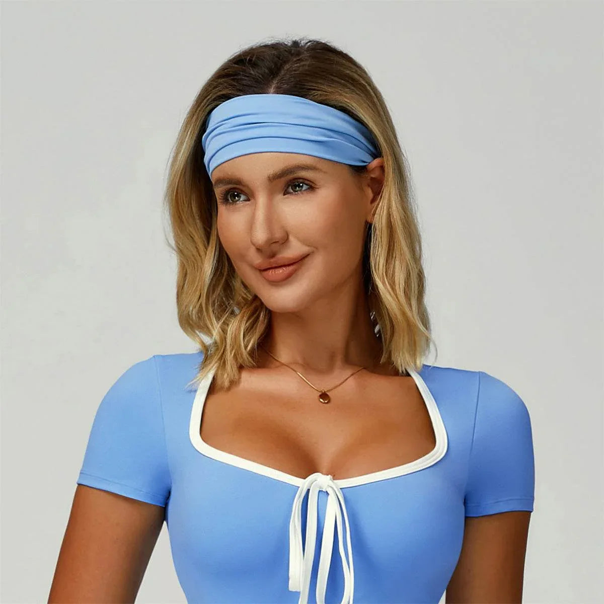 Yoga Headbands Moisture Wicking Sport Sweatbands - Blue