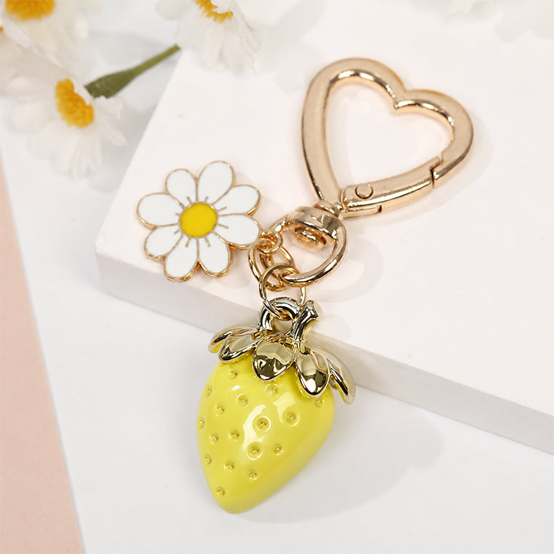 Cute Strawberry Keychains Heart Flower Daisy Bag Charms