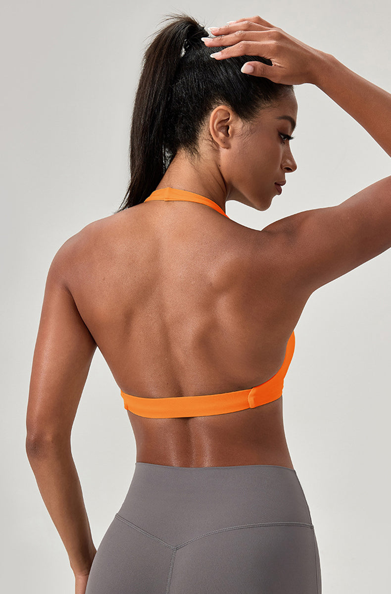 Twist Front Halter Straps Sports Bra