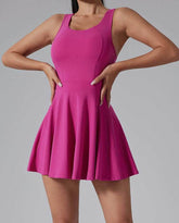 One Piece Sleeveless Tennis Dress With Shorts