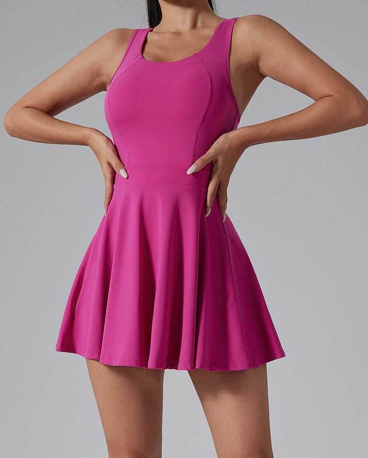 One Piece Sleeveless Tennis Dress With Shorts