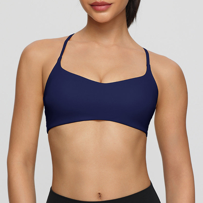 Twist Cross Back Sports Bra Adjustable Thin Straps Yoga Tops