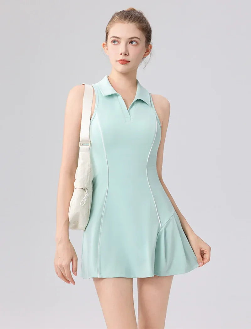 Tennis Golf Dresses Sleeveless Athletic Dress with Shorts -