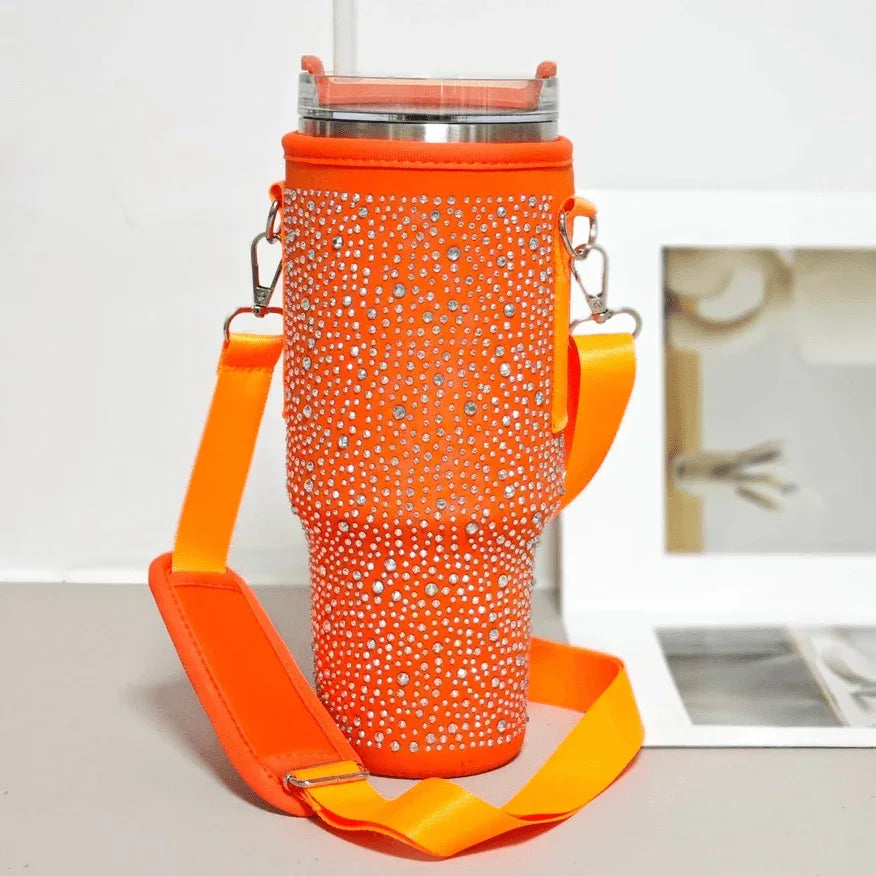Bling Water Bottle Carrier Bag For Stanley Quencher H2.0 - Lucky Orange